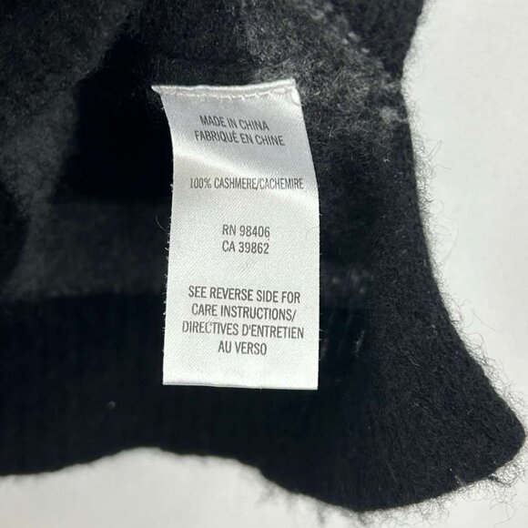 Theory Women's Petite Black Gray Striped 100% Cashmere Crew Neck Sweater - Picture 7 of 10